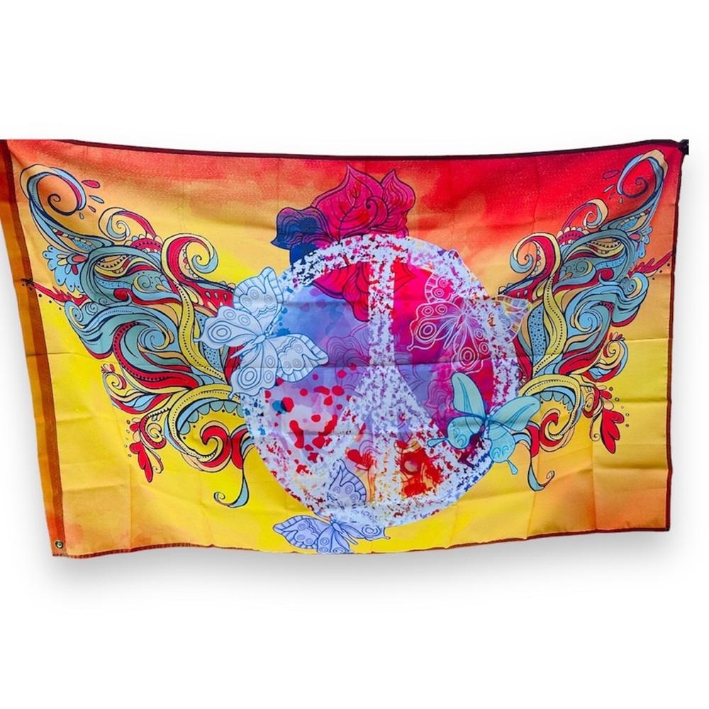 Hippie Butterfly Peace Flag 3ft x 5ft- NEW